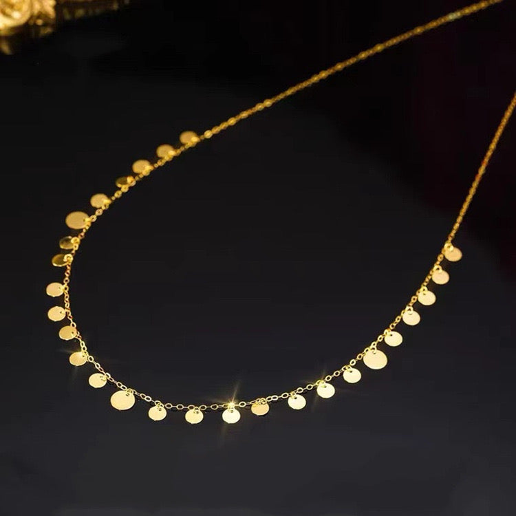 Art Deco 18K solid gold Necklace/Genuine 18K gold Multi Circles necklace/Wedding Necklace/Anniversary,Promise gift for her/K gold necklace