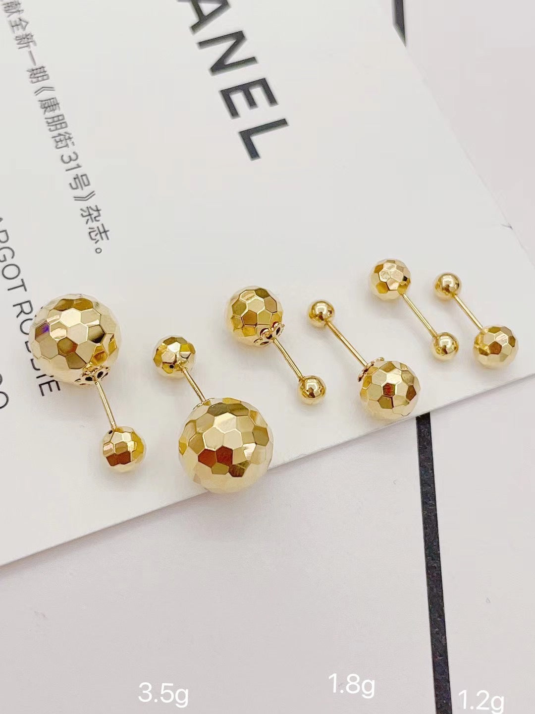 18K solid gold faced Ball stud earring/K gold two Ball screw back earring/dainty earring/Bead earrings/gift for her