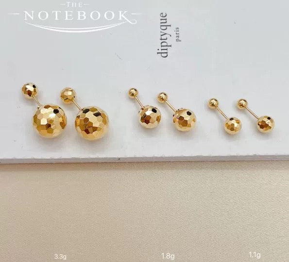 18K solid gold faced Ball stud earring/K gold two Ball screw back earring/dainty earring/Bead earrings/gift for her