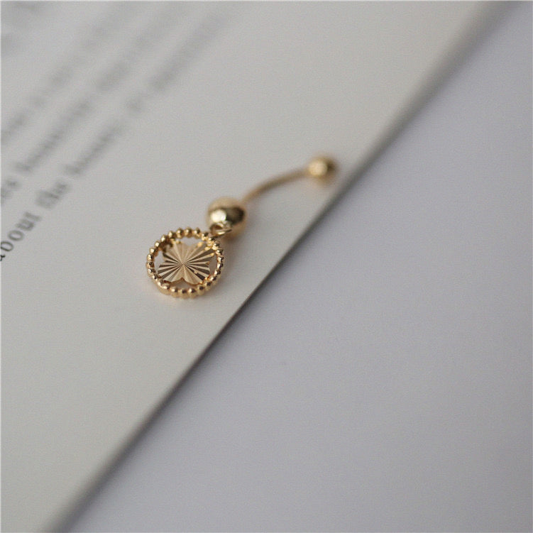 Art Deco 14K Solid Gold Laser process Heart  screw back earring/Dainty 14K gold earring gold clover earring/gold star earring/gift for her