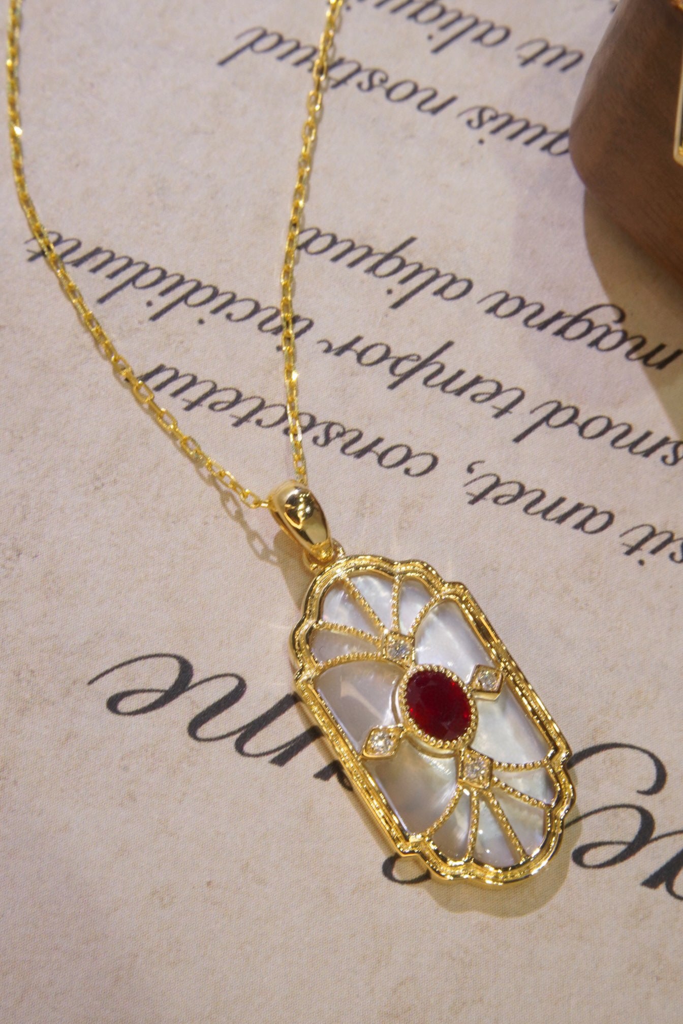 Vintage 18K Solid Gold Genuine Ruby Diamond Pendant/Genuine Ruby diamond pendant/Art Deco Ruby pendant/Wedding ,engagement /Gift for her