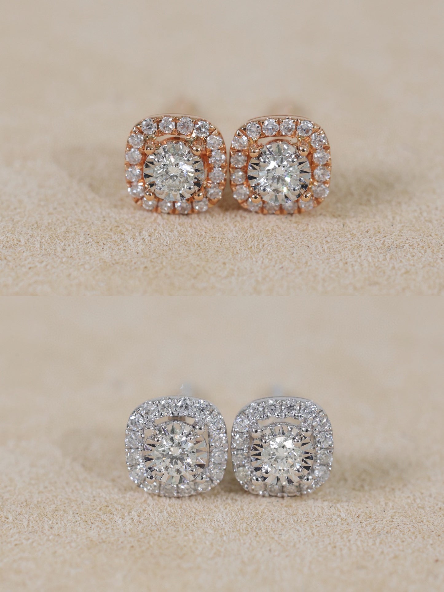 18K Solid Gold Diamond Stud Earrings/Genuine Diamond earrings/ gift for her