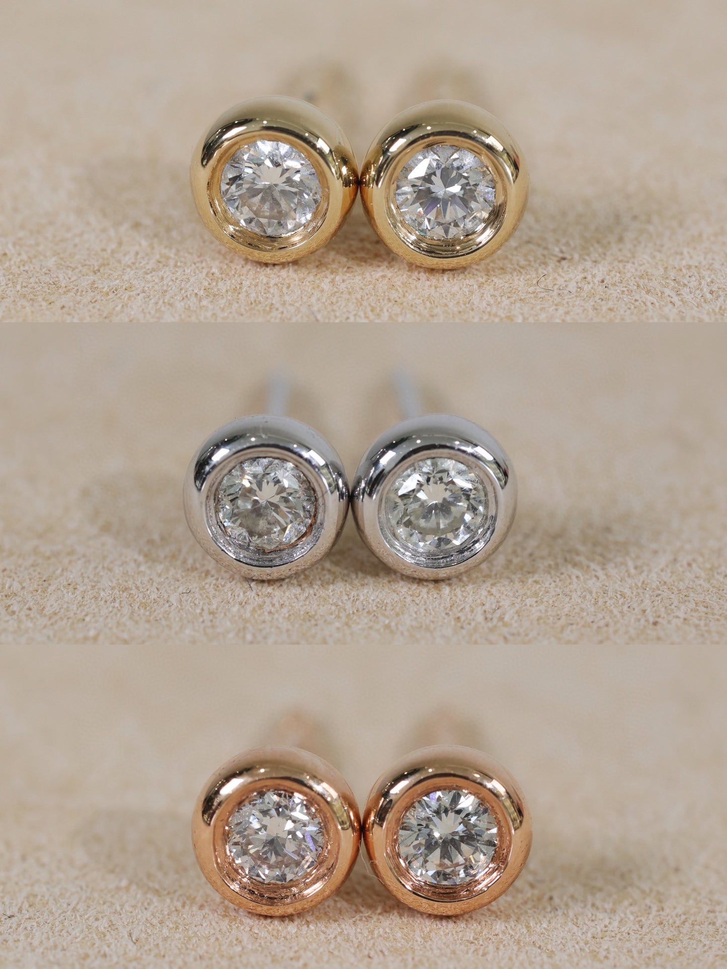 18K Solid Gold Diamond Stud Earrings, Round Diamond Earrings, everyone wear