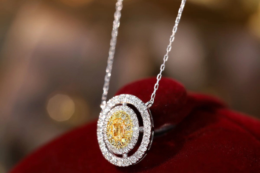 Classic 18K Solid Gold Genuine Yellow Diamond necklace/Dainty Yellow Diamond necklace/wedding,Anniversary Jewelry/ gift for her