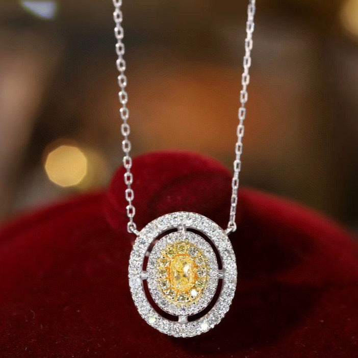 Classic 18K Solid Gold Genuine Yellow Diamond necklace/Dainty Yellow Diamond necklace/wedding,Anniversary Jewelry/ gift for her