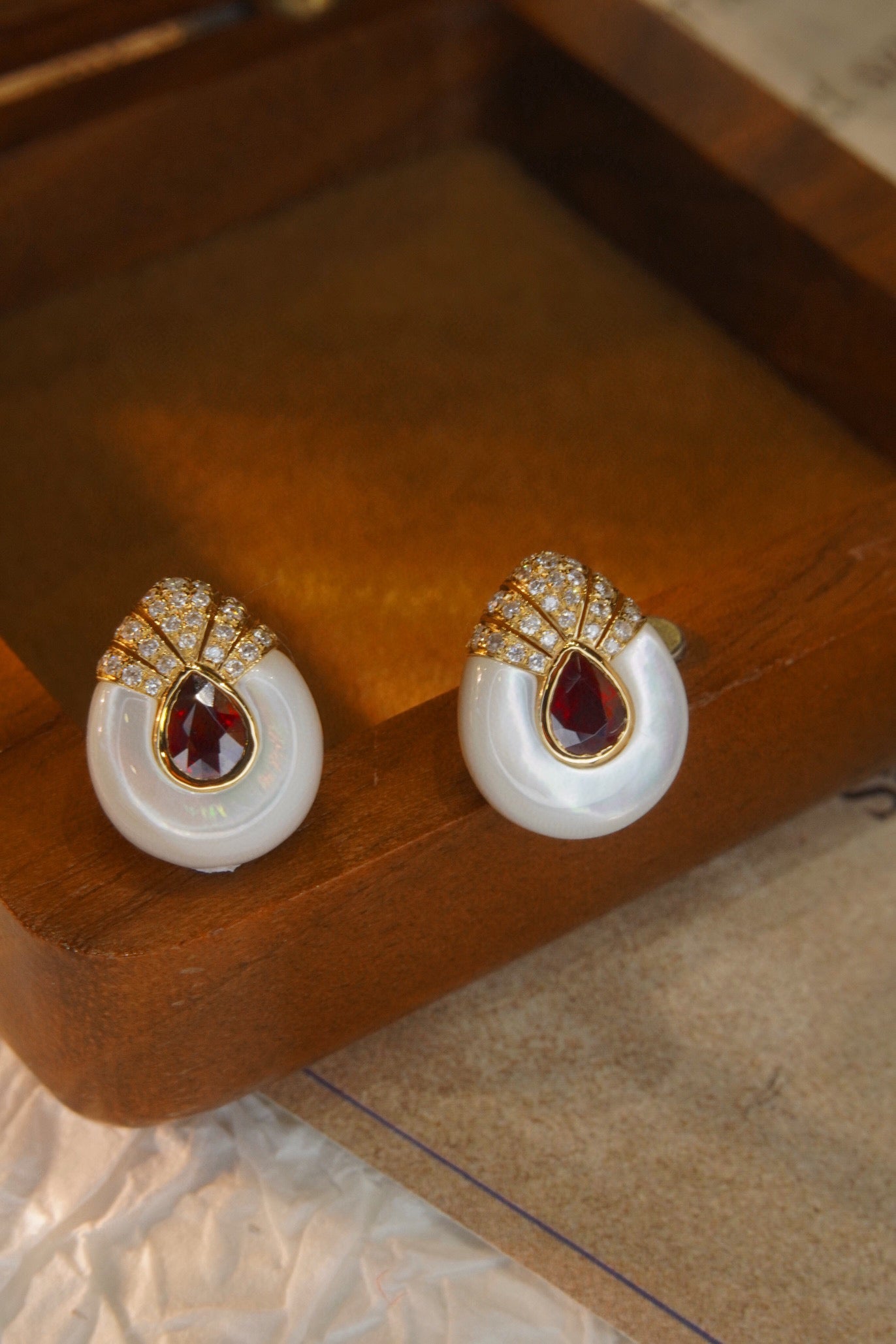 Classic Ruby Diamond Earrings,18K Solid Gold Ruby Diamond Stud Earrings