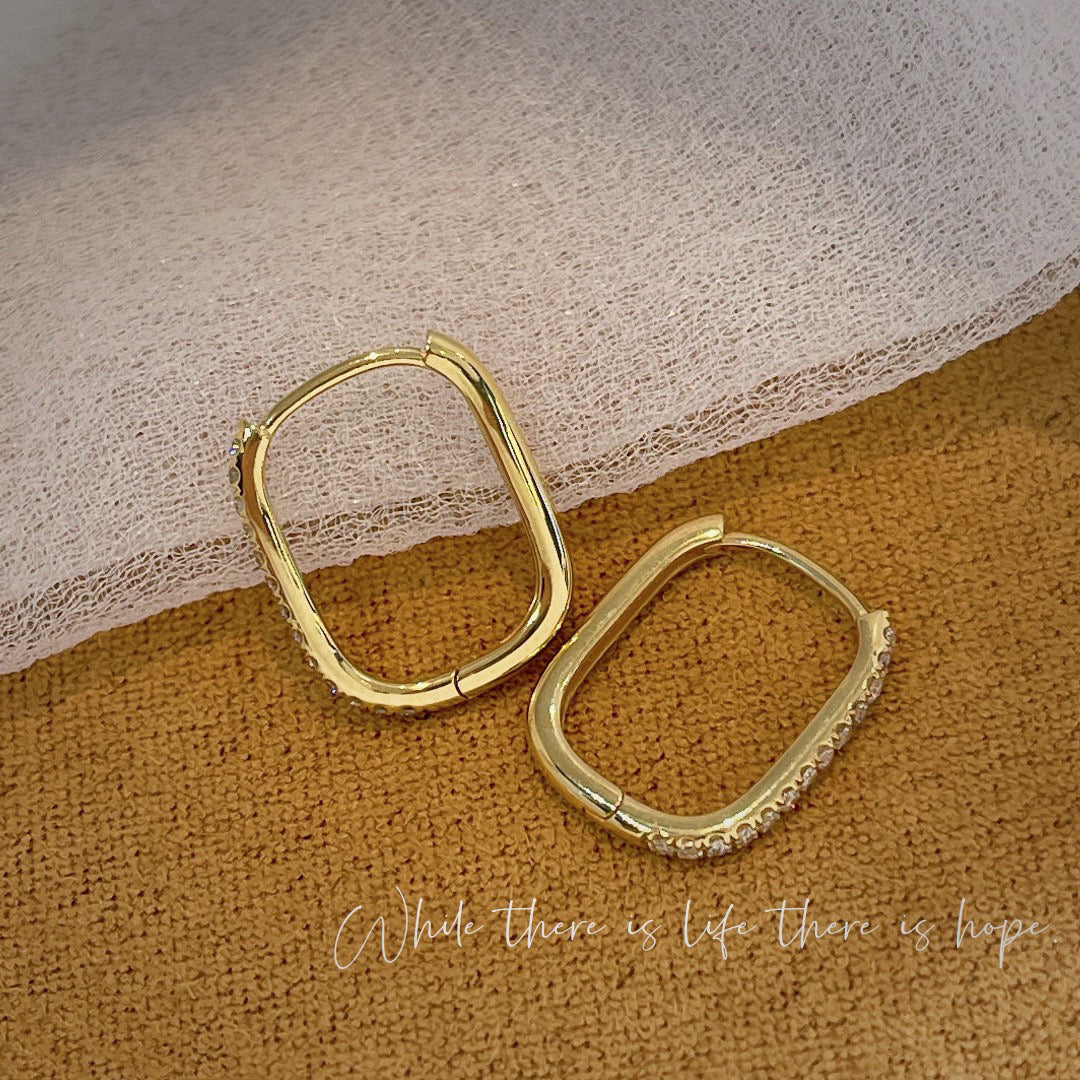 18K Solid Gold Diamond Hoop Earrings, Half Eternity Diamond Hoop Earrings , everyday wear earrings