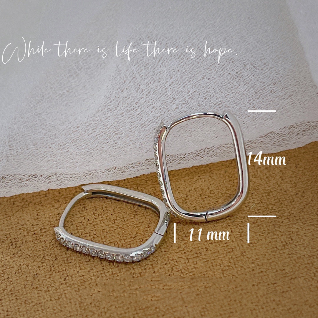 18K Solid Gold Diamond Hoop Earrings, Half Eternity Diamond Hoop Earrings , everyday wear earrings