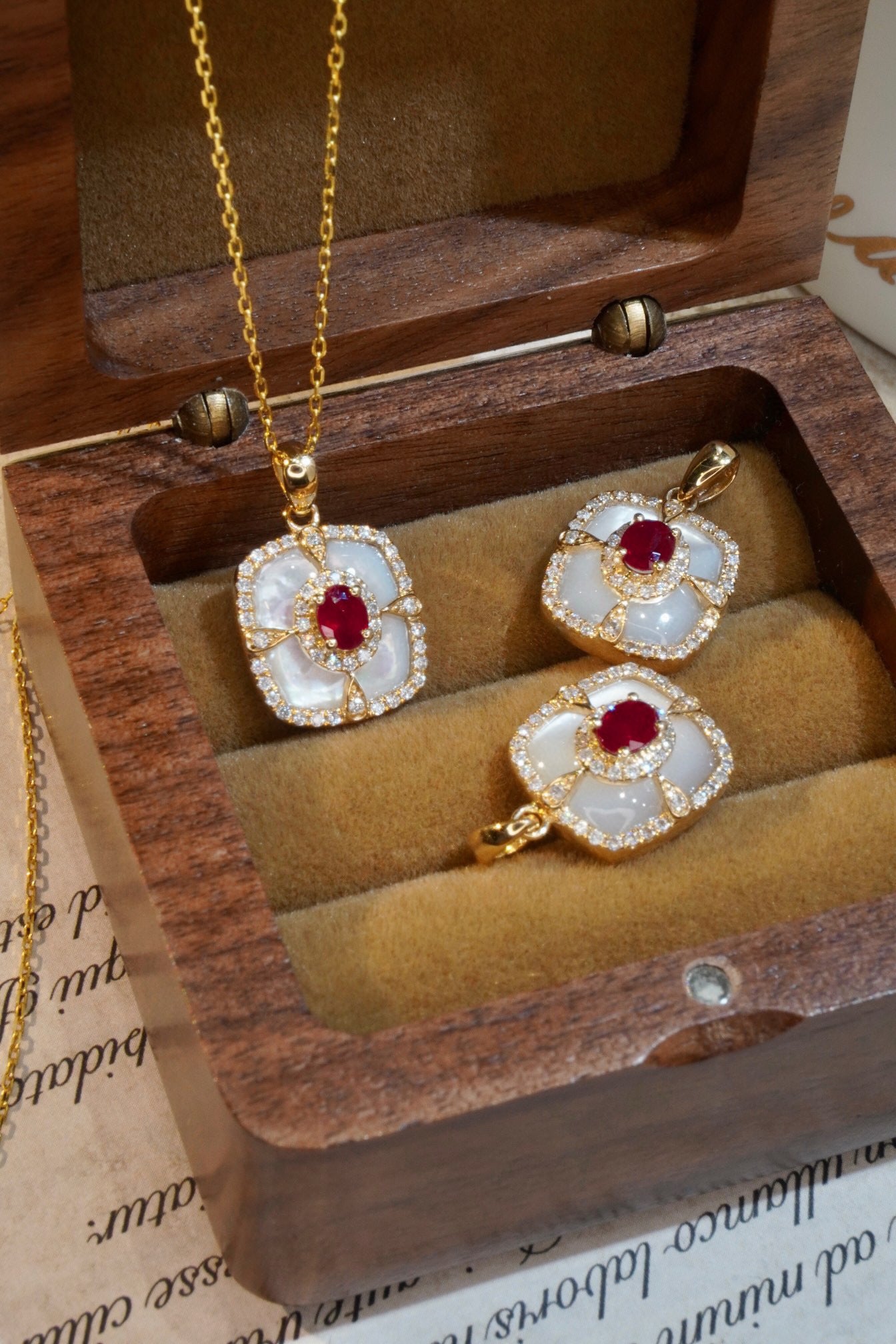 Vintage Ruby Diamond Pendant , 18K Solid Gold Ruby Diamond Pendant